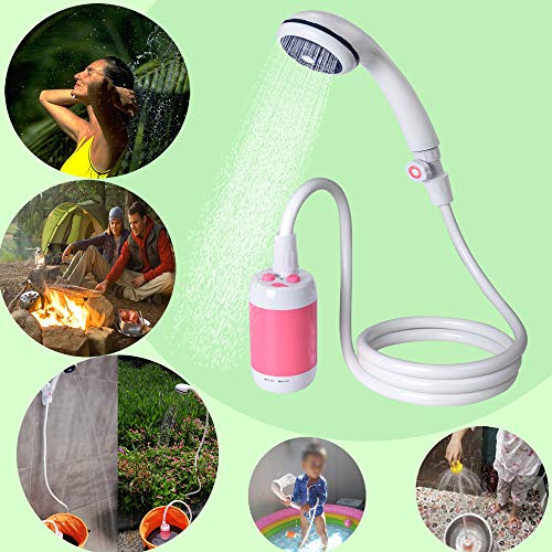 Iron Hammer Portable Shower Camp Shower Rechargeable Shower High Capacity 4800mAh Camping Shower Pet Shower(Pink)
