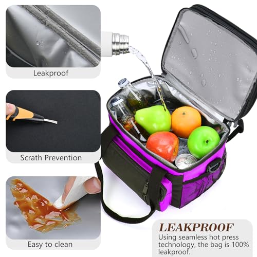 Lunch Box & Lunch Bag for Women, Large Insulated Adult Lunch Box, Leakproof Cooler Lunchbox with Bottle Opener for Work Picnic Beach, 16L, Purple - Image 3