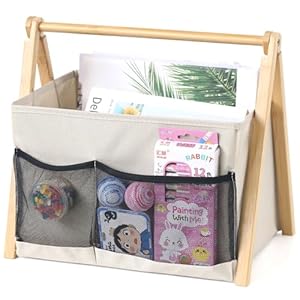 Magazine Holder, Magazine Rack Floor Sturdy Foldable , Wooden Book Bins with Magazine Basket Pocket for File Newspaper Book, Sturdy Magazine Organizer for Bathroom /Living Room/Home (White)