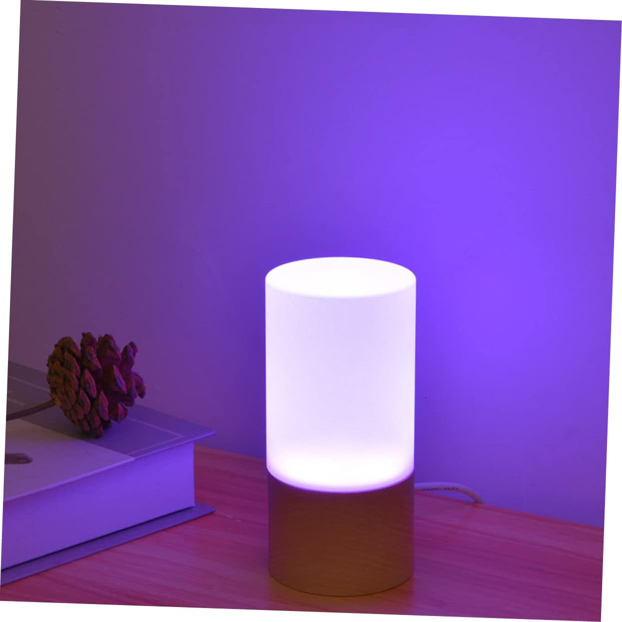 Unique Table Lamp Handmade Solid Wood Led Night Light for Bedroom and Living Room