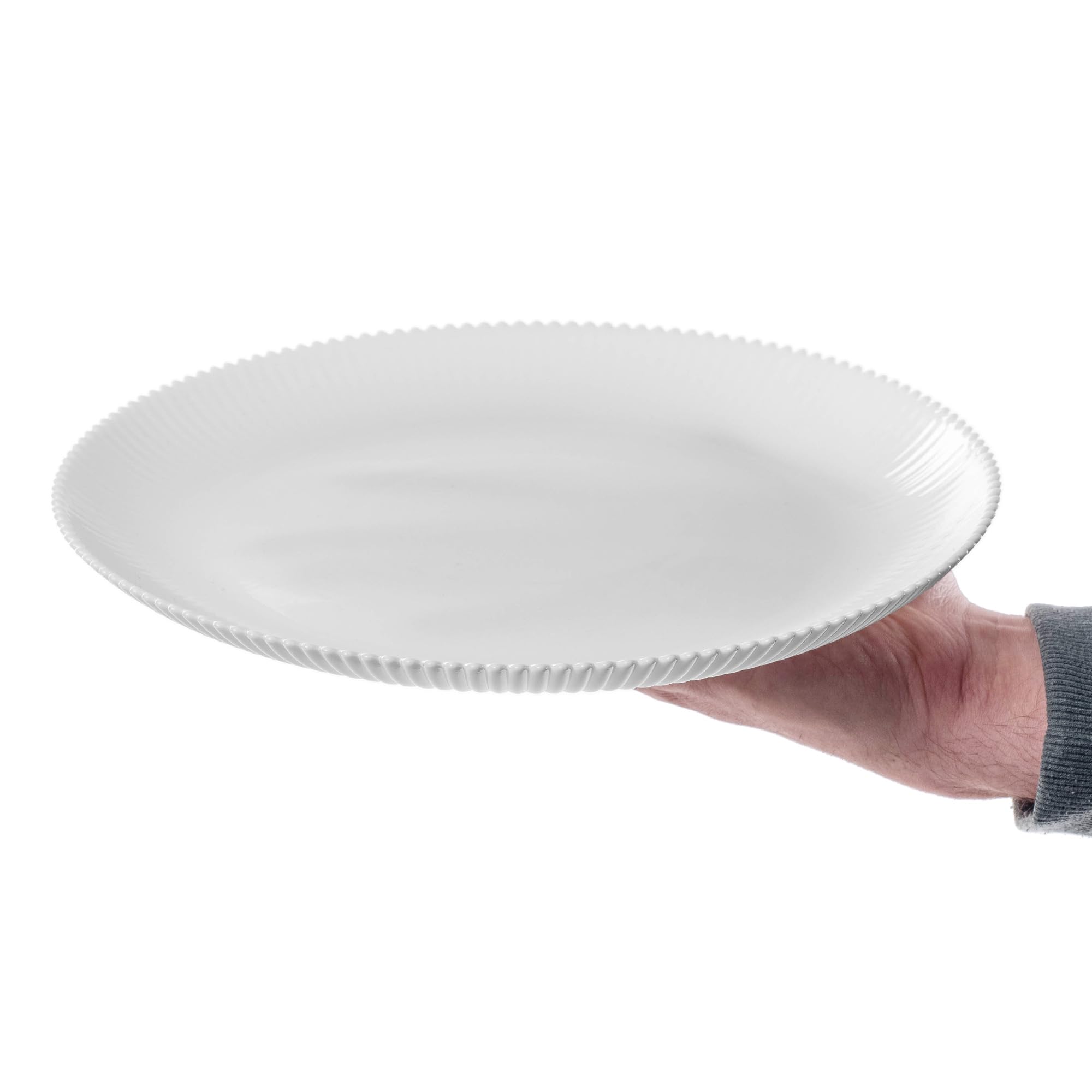 KADAX Platos llanos de 26,5 cm en juego de 6 platos blancos de cristal opal, platos para servir, platos grandes con borde alto, aptos para lavavajillas y microondas (blanco)