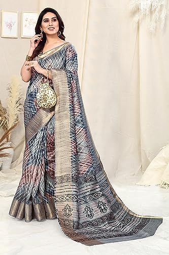 Image of MIRCHI FASHION Women Saree Cotton Silk Batik Block Printed | Breathable Office Wear and Regular Use Sari with Blouse Piece