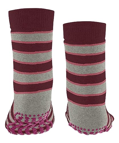 FALKE Unisex Children's Socks Simple Stripes Durable Cotton House Socks Breathable Striped Stud Print Non-Slip On The Sole 1 Pair of Slippers Socks, Red (Ruby 8830), 19-22, Red (Ruby 8830), 19-222