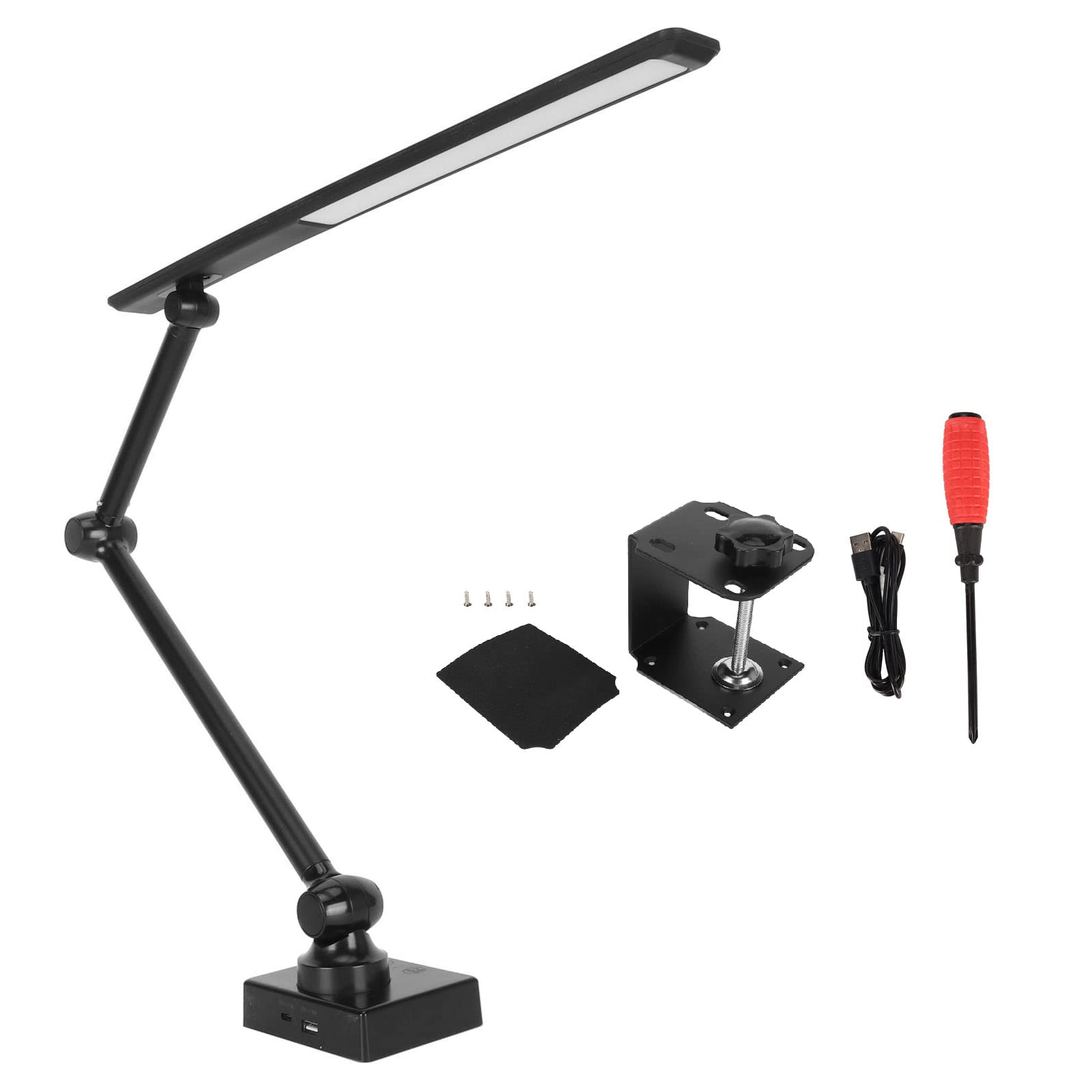 Lampada da Scrivania a LED Regolabile, Luce da Scrivania Dimmerabile con Controllo Tattile, 5 modalità di Colore, Timer Automatico da 45 Minuti, Porta di Ricarica USB, Lampada da