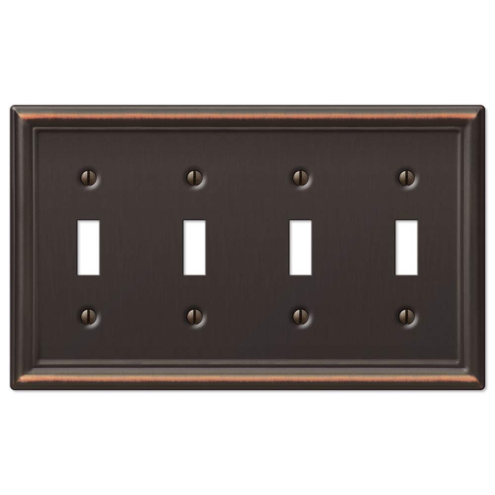Amerelle 149T4DB Chelsea Wallplate, 4 Toggle, Steel, Aged Bronze, 1-Pack