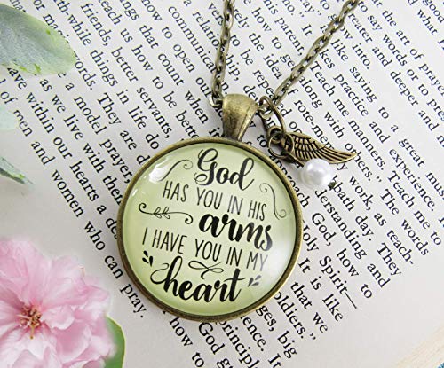 Gutsy Goodness 24" God Has You in His Arms Memorial Necklace Jewelry Angel Wing Charm
