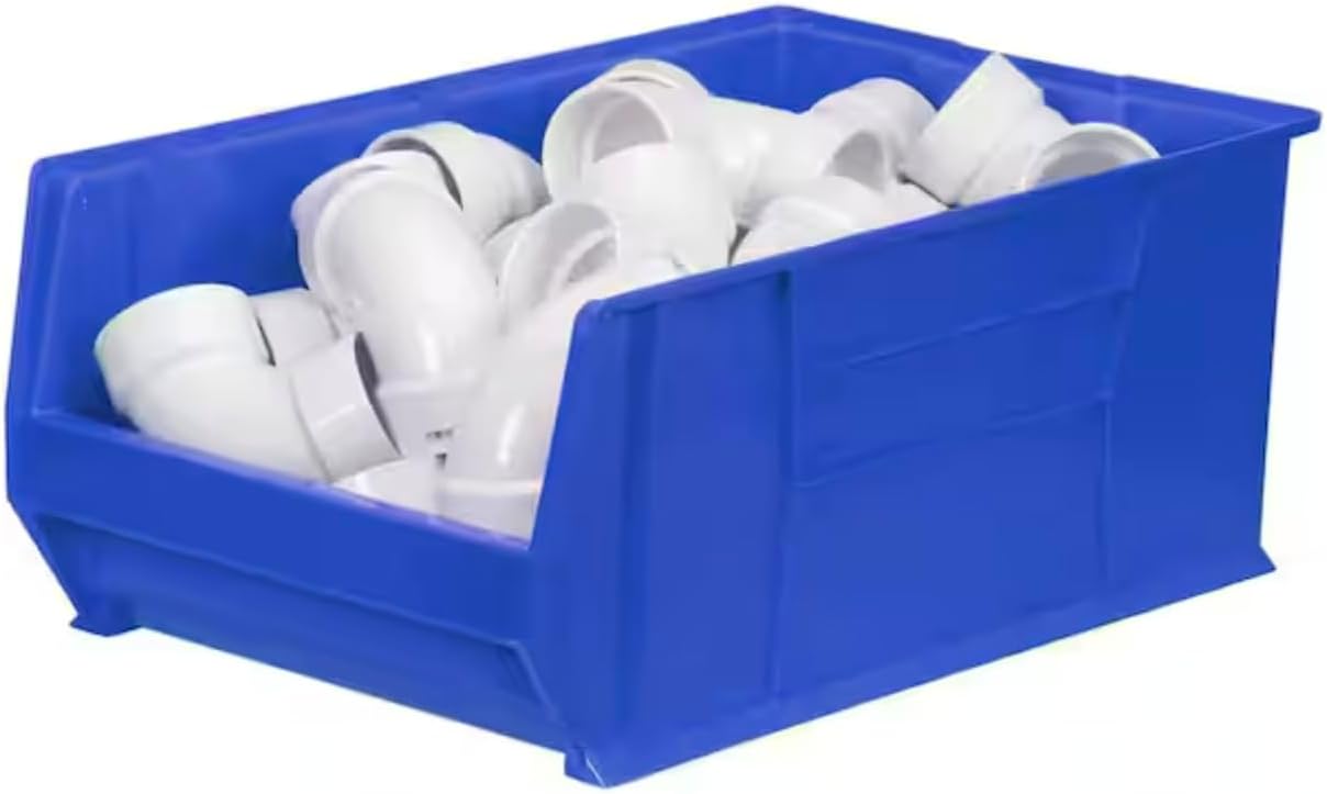 Blue Industrial Stackable Storage Bin Organizer (1-Pack) LU77582