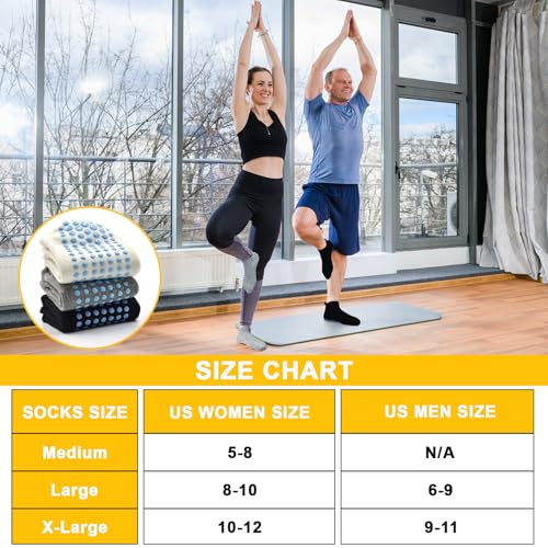 SkiBeaut 6 Pairs Non Slip Men Women Socks Unisex Pilates Man Woman Grips Cushion Socks for Yoga Barre Home & Hospital4