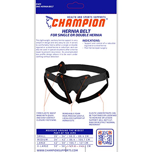 Faja para Hernia Champion, Ajustable, Color Negro, Mediana miniatura 3