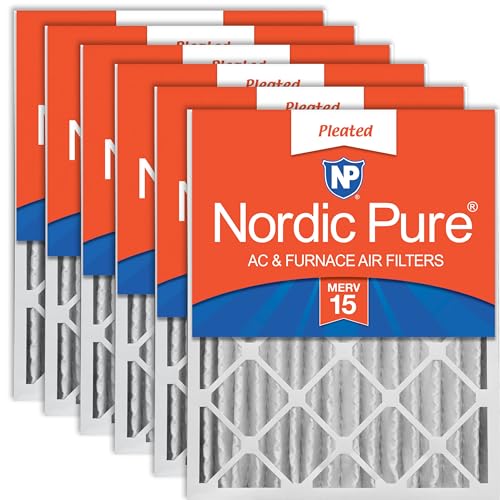 Image of Nordic Pure 20x20x4 Pleated MERV 15 Air Filters 6 Pack | Actual Size: 19 1 /2 x 19 1 /2 x 3 5 /8 Made in USA, Pro Strength HVAC Filtration, Fine Particles, Dust, Pollen & Pet Dander