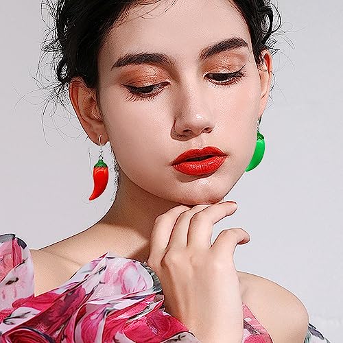 4 Pairs Chili Pepper Dangle Earrings For Women Funny Lifelike Simulation Vegetable Food Resin Dangle Drop Earrings For Women3