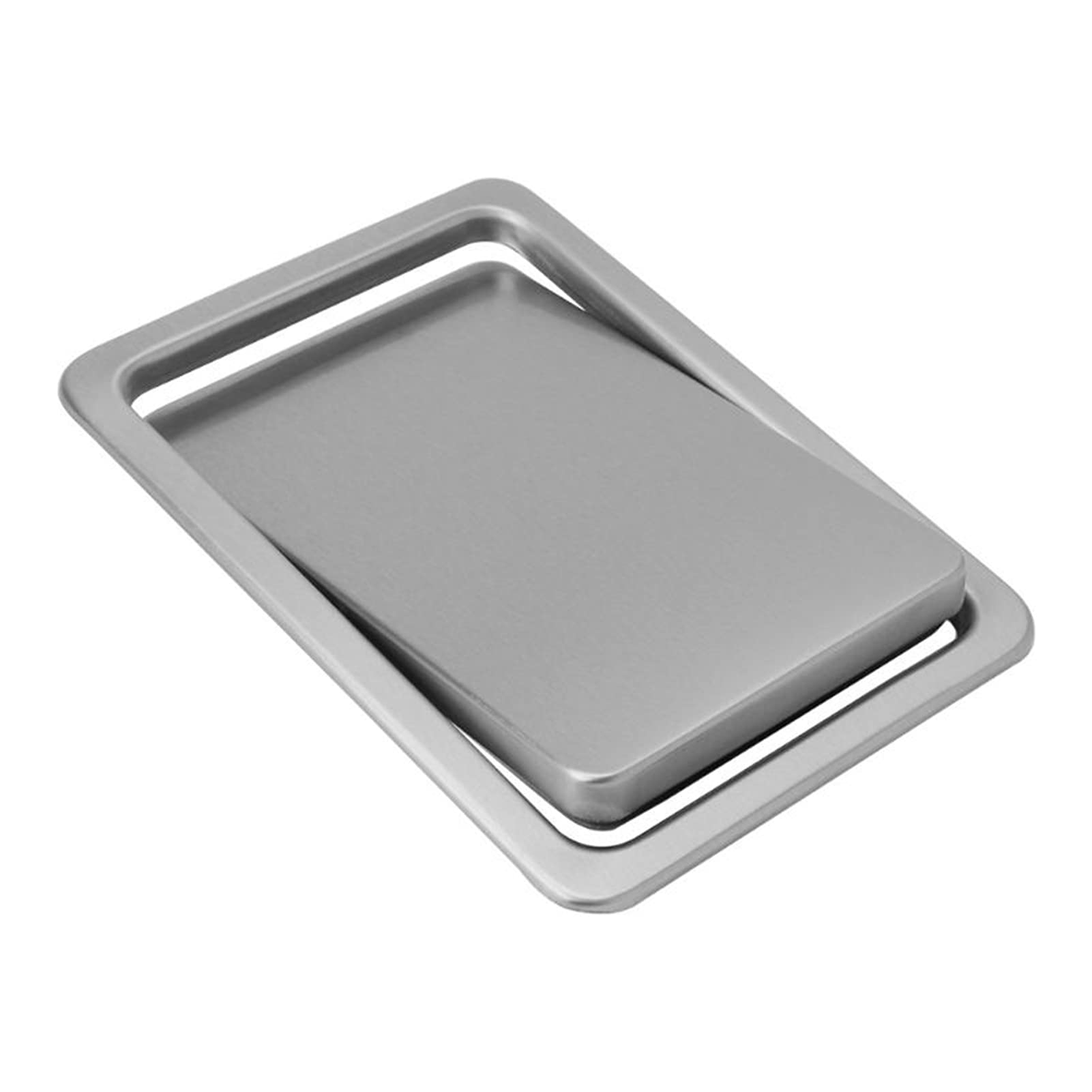 HPTHLY Flap Trash Bin Lid Embedded Countertop Built-In Garbage Can Square Swing Cover Stainless Steel Balance Flap Cover, For Kitchen Bedroom Workbench Office Desk,Black (Silver)