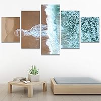 SIGNWIN 5 Panel Canvas Wall Art Coastal Orange Photography Relax/Calm Romantics Sunset Warm for Home Decorations Ready to Hang - 60