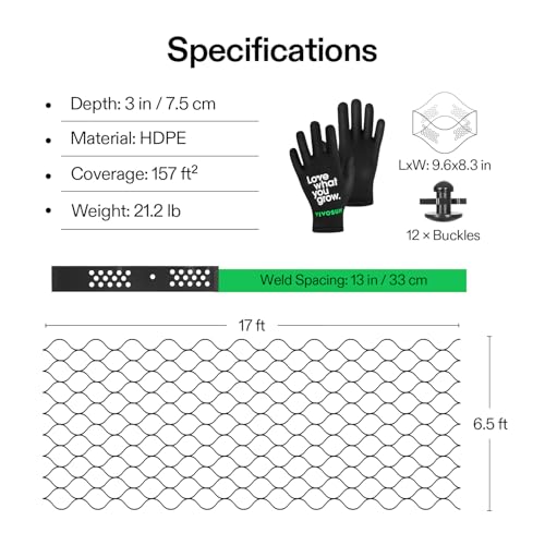 Image of VIVOSUN 3'' Depth Ground Grid, 6.5x17 ft, High-Density HDPE Geo Cell