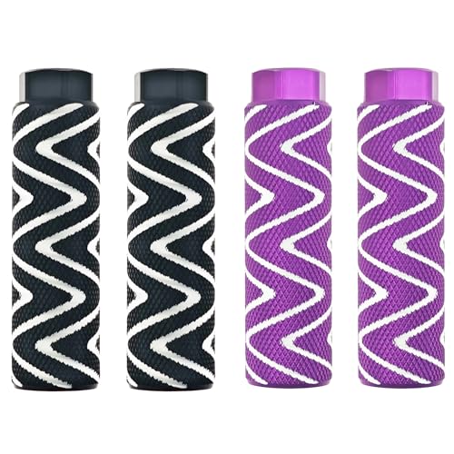 Zelerdo 4 Pack Aluminum Alloy Bike Pegs Foot Pedals Backseats Stands Fit 3/8 inch Axles (Black and Purple, 100x28 mm)