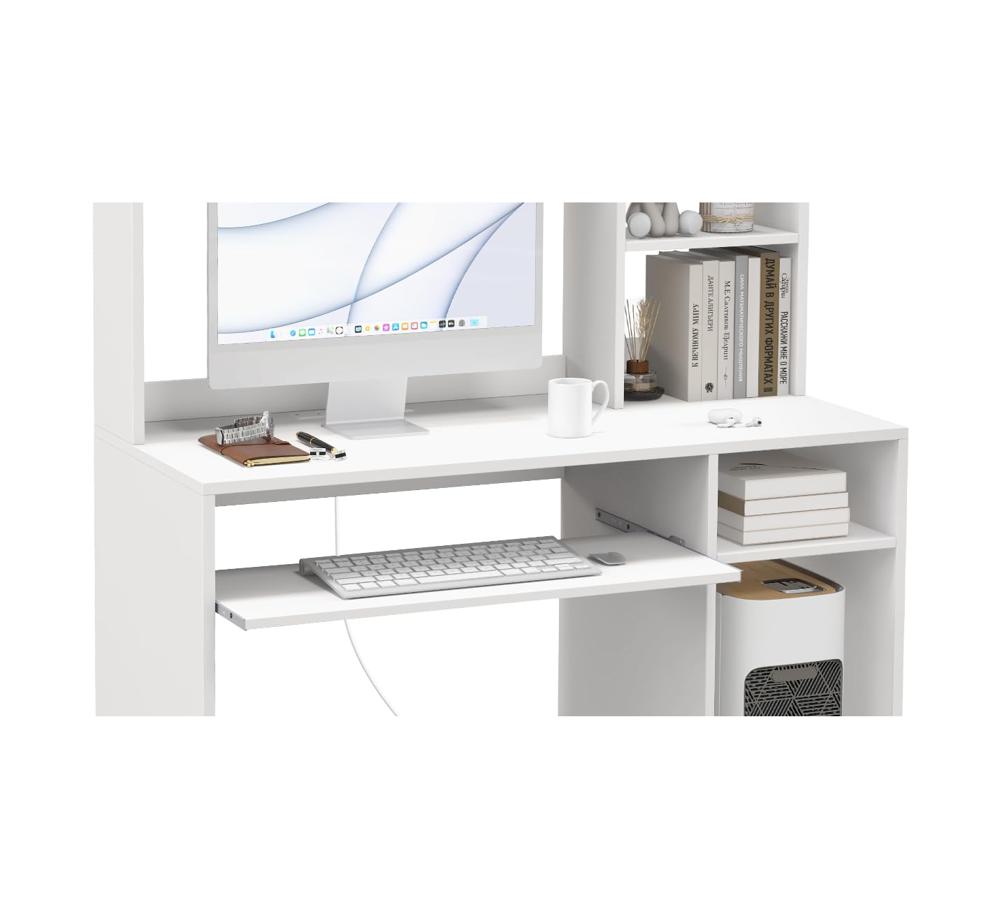 Amazon.com: IFANNY White Computer Desk with Hutch, Wood PC Table w