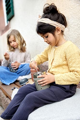 LÄSSIG Baby Kinder Thermo Warmhaltebox Brei Snacks auslaufsicher Edelstahl 350 ml/Food Jar Happy Prints light olive – Ansicht 4