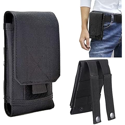 Universal Tactical Cell Phone Holsters Cell Phone Pouch Belt Holder EDC Security Pack Carry Accessory Kit Waist Bag Case Compatible with iPhone 12,12 Pro,11,11 Pro,13,13 Pro, XR X 6 7 8 Plus Cover