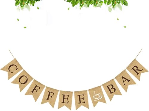 Miniatura 8 de Amosfun Guirnalda rústica de arpillera para barra de café, cola de golondrina, guirnalda de banderines de lino para cumpleaños, boda, aniversario,