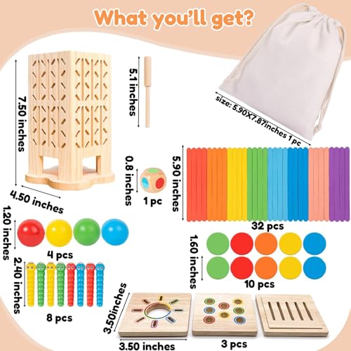 Juegos Montessori de Madera 5 en 1 para Niños 4-6 años miniatura 3