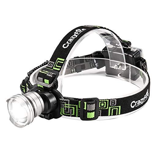 CrazyFire LED Headlamp Headlight Zoomable 3 Modes Runners Headlamps Led for Hiking,Camping,Reading,Fishing,Hunting,Outdoor Sports(Grey)