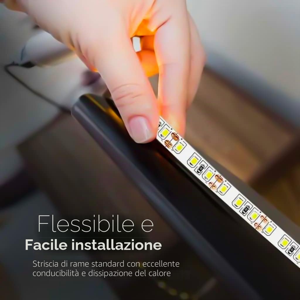 V-TAC Striscia Led da Interno SMD 3528 8W - 5 Metri - Striscia LED Adesiva per Casa, Cucina, Camera, Ambienti Interni - Strisce LED Luminosità 800 Lumen - Alimentata 12V - Luce Bianca Calda 3000K