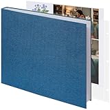 Vienrose 12x12 Inch Large 3 Ring Binder Scrapbook Photo Album, Linen Cover DIY Scrapbooks with 30 Sheets Plastic Sleeves 60 Pages Blank White Inner Pages for Wedding Birthday Baby Travel Blue