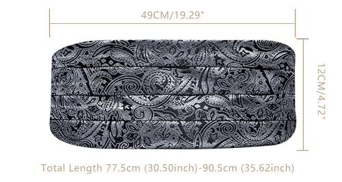 Image of YOHOWA Men Cummerbund Bow Tie Set Silk Paisley Formal Pre-Tied Bowtie Pocket Square Cufflinks Wedding Party Prom