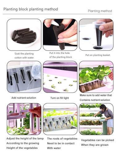 Kit de torre hidropónica, sistema de cultivo vertical con luz LED de cultivo para verduras, construcción duradera de PVC, solución de jardinería interior