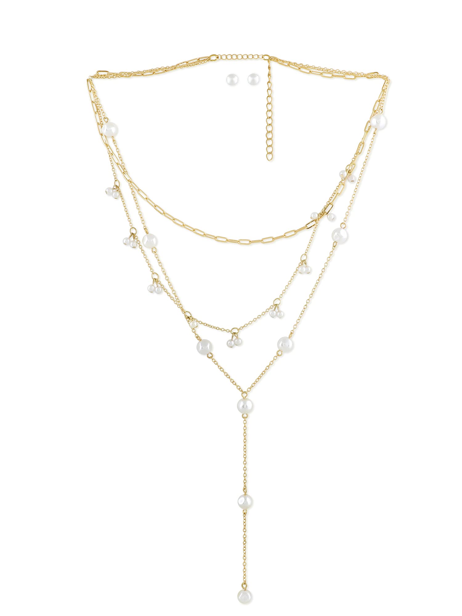 See full amazon price history chart for ZAVERI PEARLS Gold Tone Contemporary 3 Layers Lariat Pearls Necklace & Stud Earring Set For Women-ZPFK14962 ZAVERI PEARLS Gold Tone Contemporary 3 Layers Lariat Pearls Necklace & Stud Earring Set For Women-ZPFK14962 (B0BG82PFGT) Amazon Price History, Amazon Price Tracker