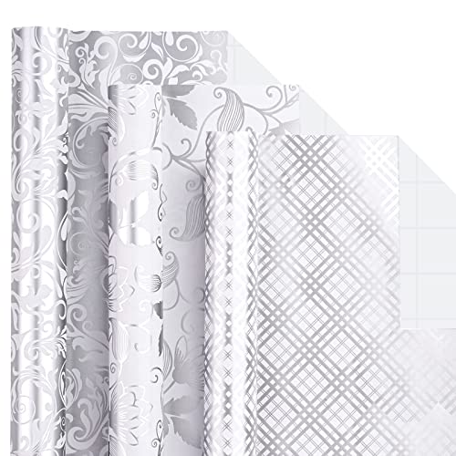 LeZakaa Silver Wrapping Paper Roll, Elegant...