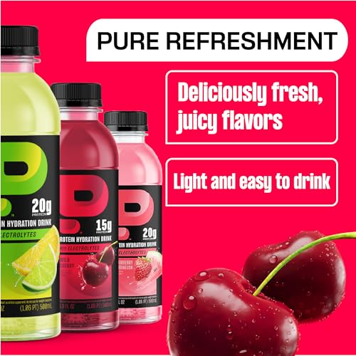 Image of Protein2o Hydration Drink - 2-in-1 Liquid Clear Whey Protein Isolate and Electrolyte Drink - 15g Protein,Vitamins B5,B6 - Post-Workout Recovery - 16.9 Fl Oz - Wild Cherry,(Pack of 24)
