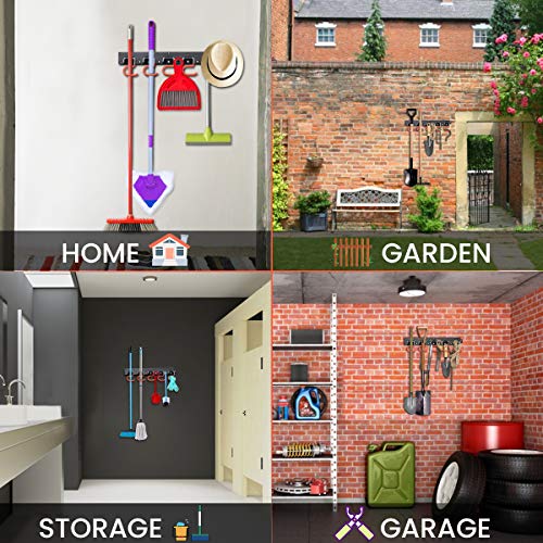 MOHOO 64 Inch Adjustable Storage System, Wall Holders for Tools, Wall Mount Tool Organizer, Garage Organizer, Garden Tool Organizer, Heavy Duty Tools Hanger with 4 Rails 16 Hooks