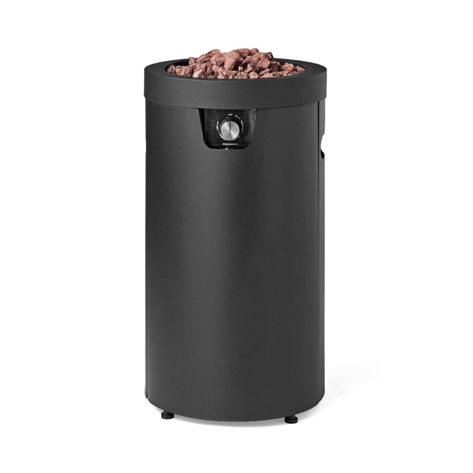 Fogata, Brasero Exterior de Gas propano con Columna 28 Pulgadas Alto, Acabado en Negro Mate para Patio, jardín