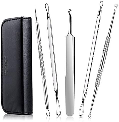 Blackhead Remover Extractor Spot Removal Kit, Raniaco Surgical Stainless Steel Pimple Acne Blemish Blackheads Whitehead Comedone Extraction Tweezer Removal Black Head Treatment Tool