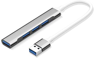 Worparsen USB 3.0 Hub, 4 in 1 USB Hub USB Splitter Adapter, Multi USB Port Expander, USB Expander for Laptop, High Speed Driver-Free Fast Heat Dissipation Portable Type-C Docking Station Grey B