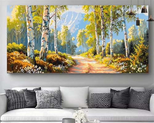 Activité manuelle adulte grand format : grand kit broderie diamant 5D montagne et forêt
