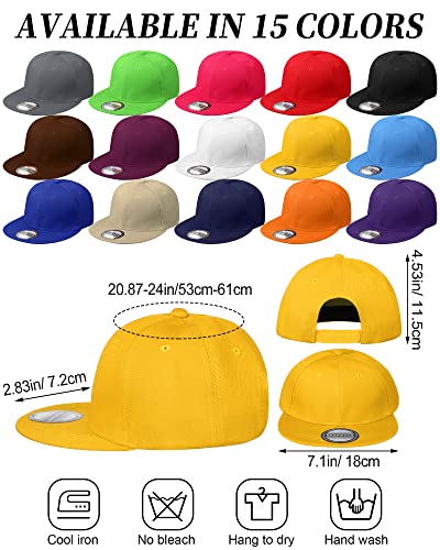 Jagely 15 Pack Snapback Hats For Men Hip Hop Style Hats Solid Baseball Hats Adjustable Snapback Cap Flat Brim Baseball Caps(Fresh Colors), One Size-Medium #TOP2