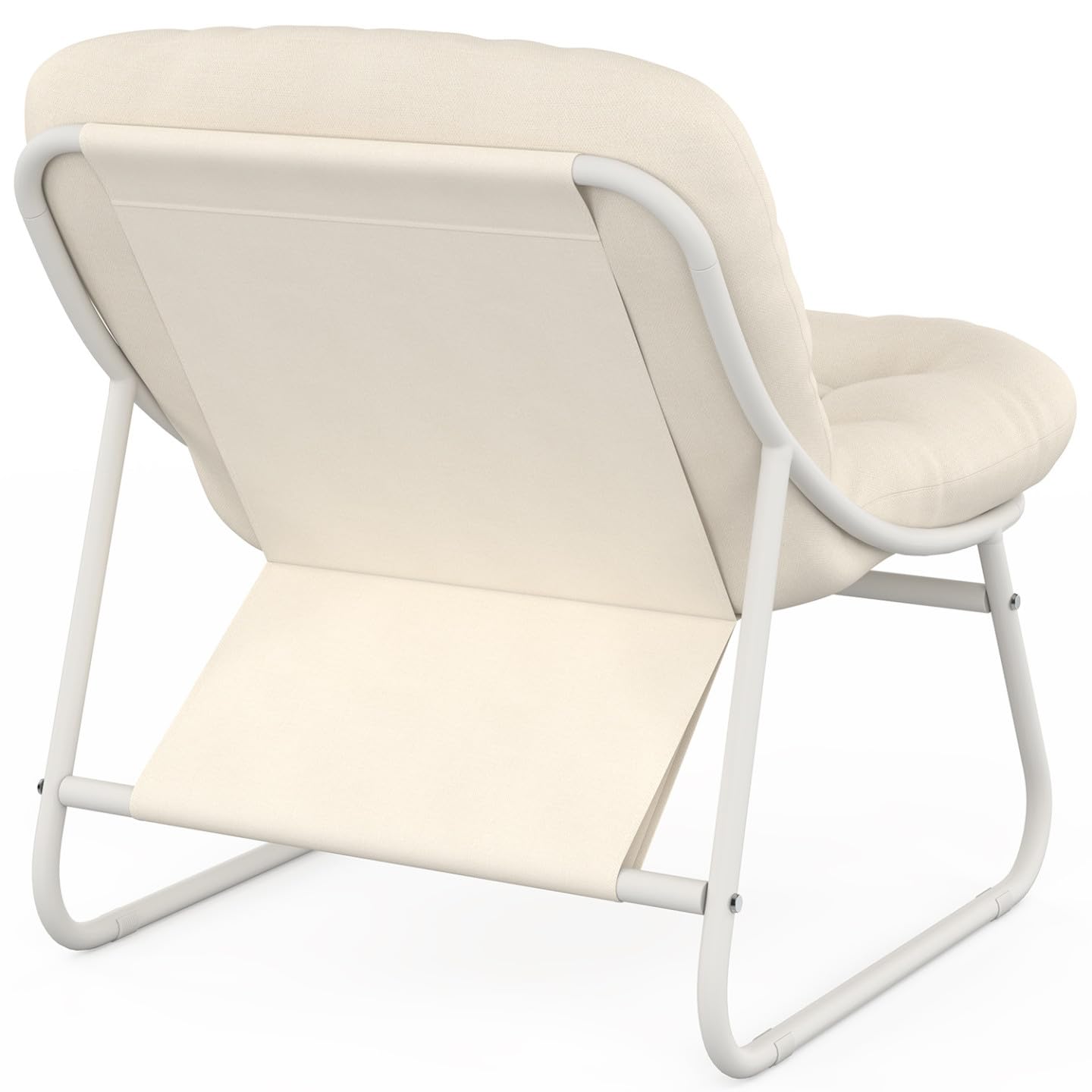 IDMarket - Muebles de jardín Arona bajo 4 plazas en metal blanco y cojines beige con sofá, sillón y mesa