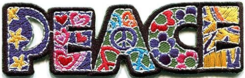 HHO Peace sign hippie boho retro flower power summer of love hippy applique Patches, Cute Applique Sew Iron on Kids Craft Patch for Bags Jackets Jeans Clothes