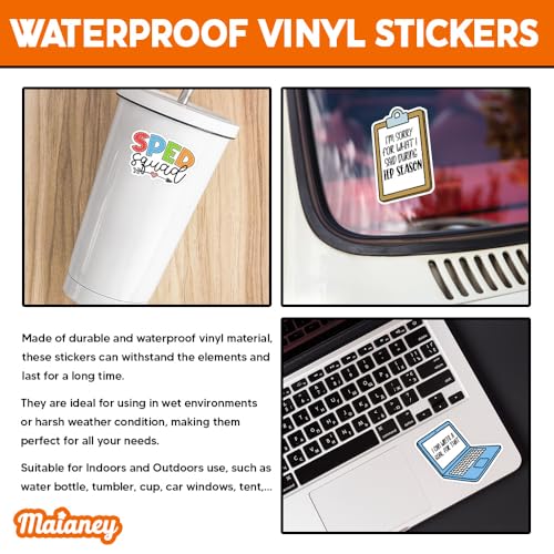 Image of MAIANEY | SPED Teacher Sticker Pack - 10PCS, 3x3 inch - Special Education Teacher Stickers, Waterproof Vinyl Inspirational Stickers for IEP, Classroom, Laptop, SPED Squad Gift for Teachers