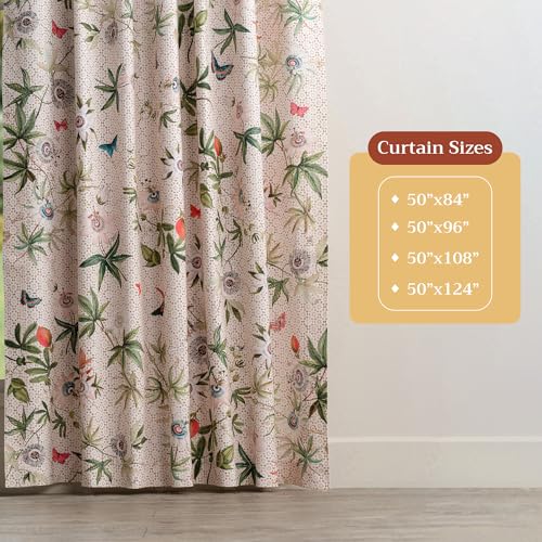 Image of Maison d' Hermine Curtains for Living Room 100% Cotton 124 inch Length One Panel Light Filtering Curtains for Windows with Rod and Loop Pockets (Passiflora - Grenadille, 50 inch W x 124 inch L)