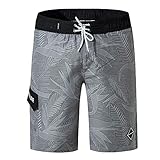 oolivupf Men's Swim Trunks Quick Dry Beach Shorts Swimsuit Casual Style（1902-hui-S） Grey