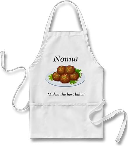 Goldaisy Nonna hace las mejores bolas. Delantal de abuela de albóndigas para hombres y mujeres con bolsillos, Blanco, Talla estándar