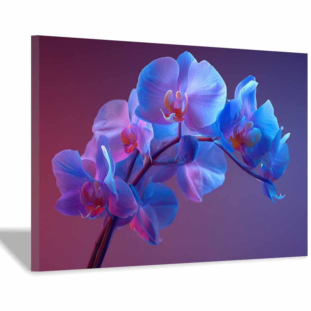 ZAMAEIU Natural Scenery Painting Clustered Orchid Branches Pictures Artwork, Contemporary Wall Art Large Size, Room Aesthetic Home Decor,Living Room,Bedroom(blue)-70x100cm Framed