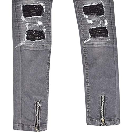 Kids Girls Stretchy Jeans Designer Ripped Drape Panel Denim Pant Trouser 5-13 Yr Grey3