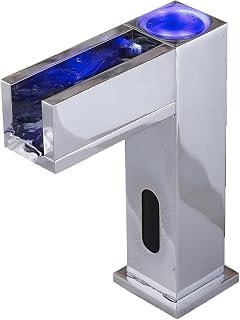 Gangang Hands Free LED Touchless Bathroom Faucet Cold and Hot Automatic Sensor Water Mixer with Mixing Valve(Led B)
