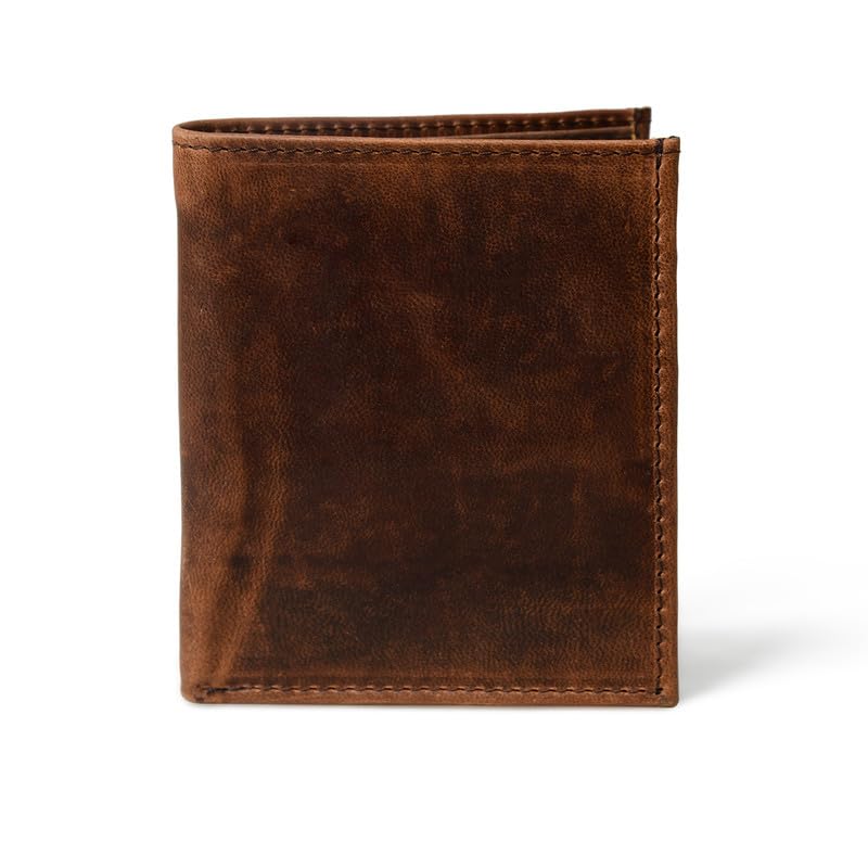 Men's Wild West Windfall Fulll Grain Leather Bifold Stylish RFID Blocking Long Wallet with Multiple Card slots, ID holder and Cash Compartment