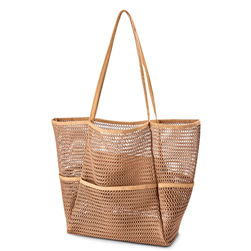 Image of Iioscre Mesh Beach Tote Bags for Womens,Large Causal Beach Hobo Bags for Beach Swimming Pools Beach Essentials