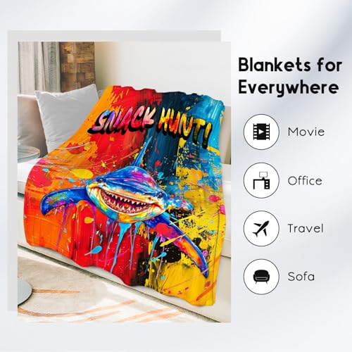 Blanket for Boys Shark Blankets Gifts - 30x40 Inches Cozy Soft Fleece Throw for Room Decor